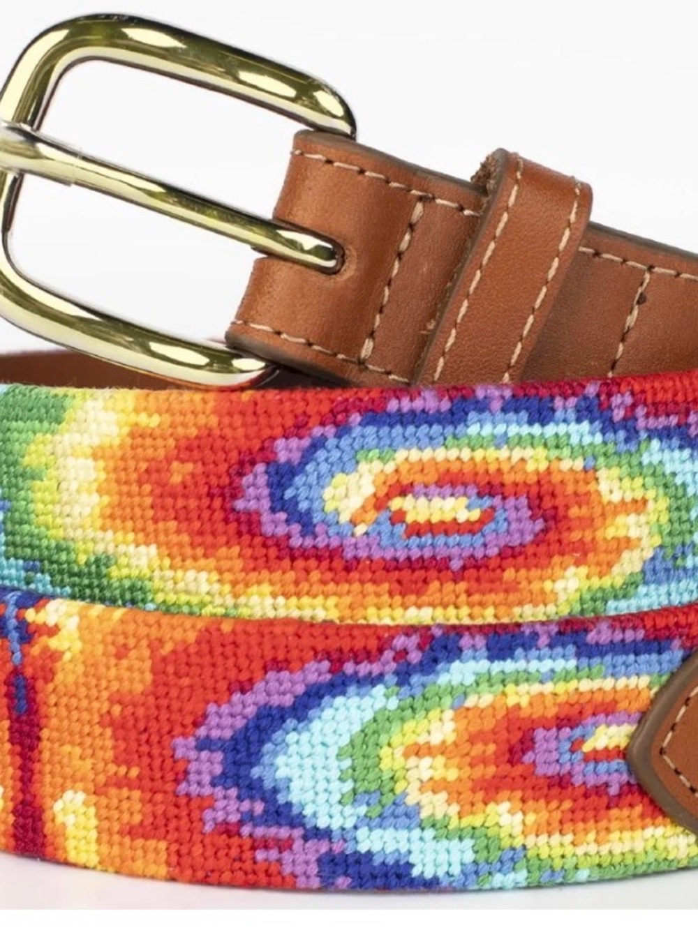 Groovy Tie Dye Needlepoint Belt Mens 36 Brewster Belt Co
